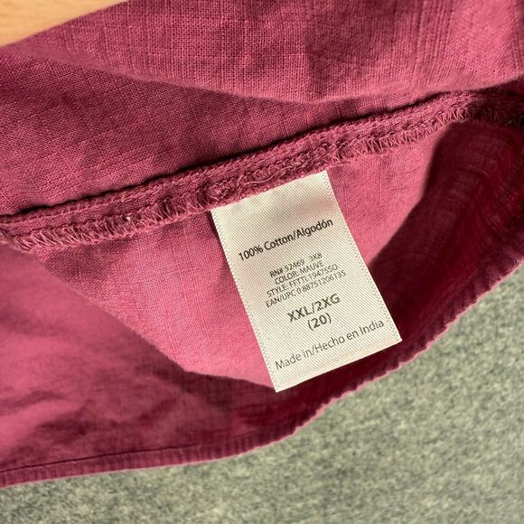 Time And Tru Blouse Women 2XL Purple 3/4 Sleeve Round Neck Cotton Casual Solid - Picture 4 of 7